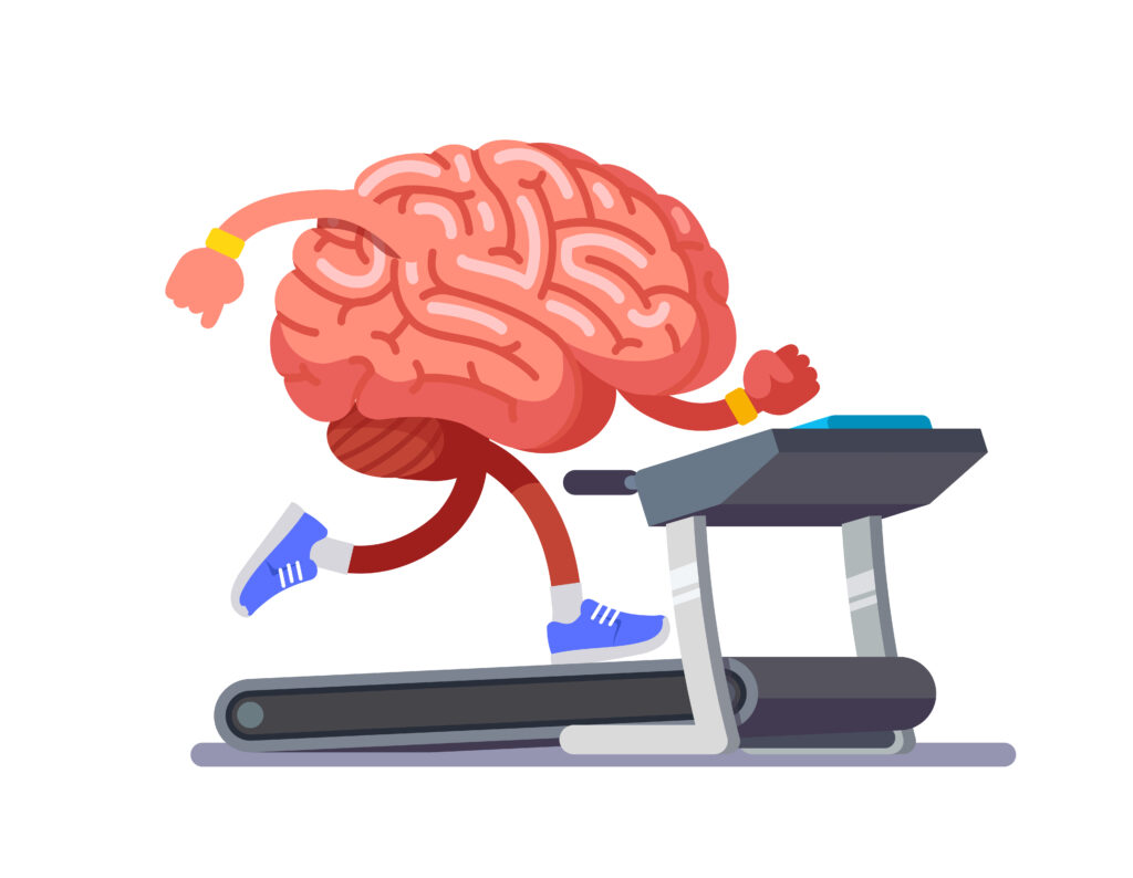 A brain running on a treadmill-5 Fun Facts about Your Brain