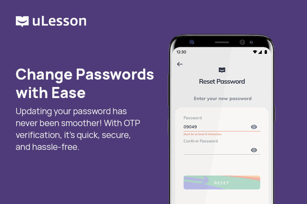 Reset Password on the uLesson App