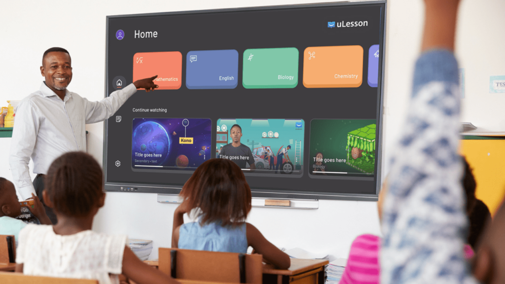 A teacher using uLesson Classboard