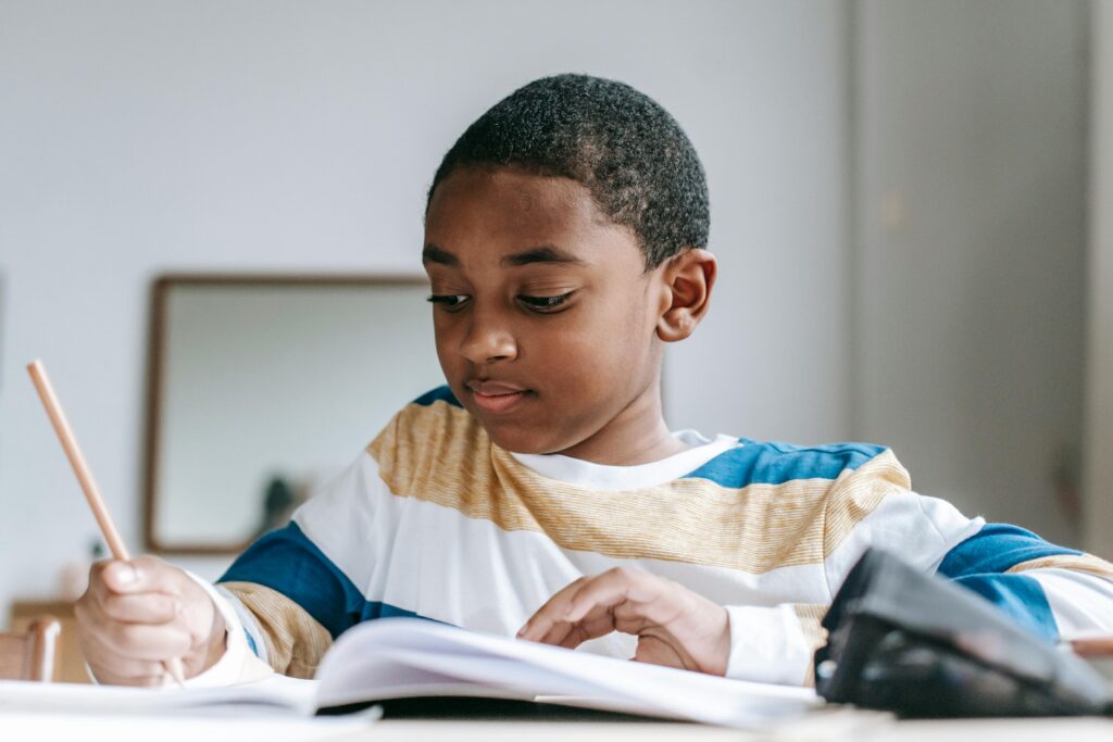 A boy writing