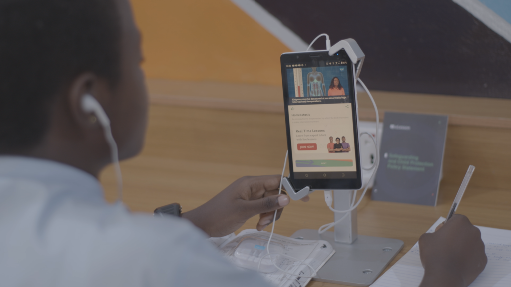 A student learning on the uLesson app in a digital learning centre at Preston International Schools, Akure
