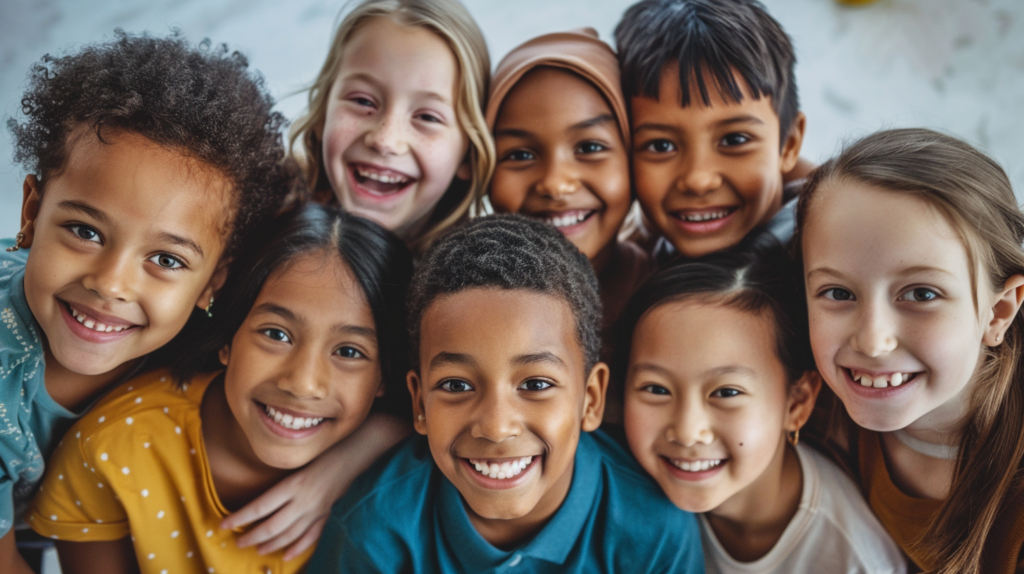 A group of children representing different races