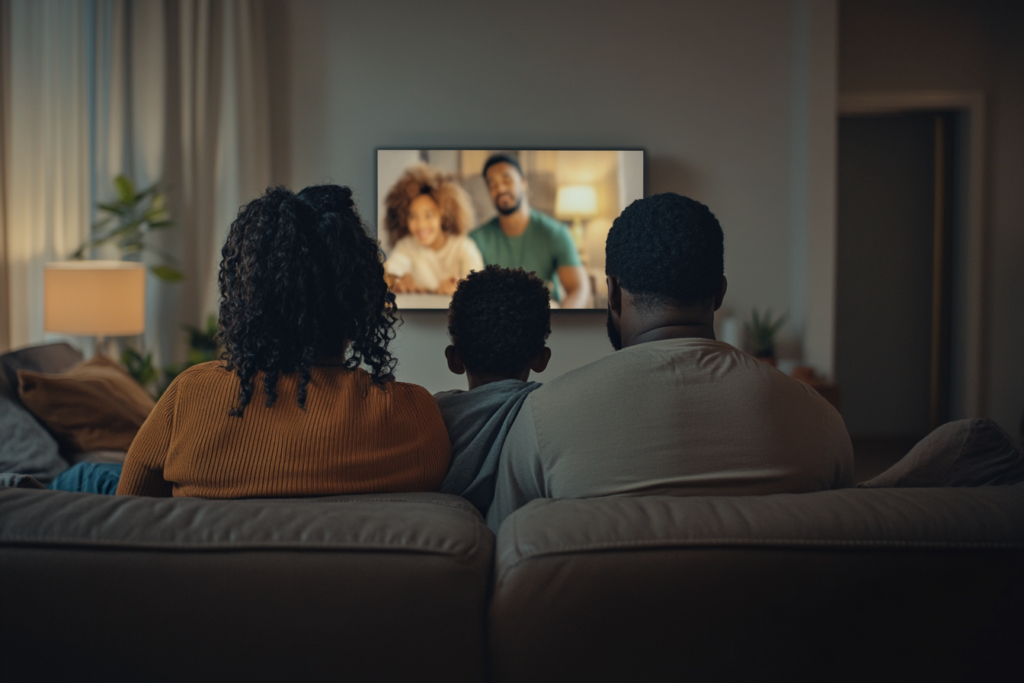 A family watching a movie together