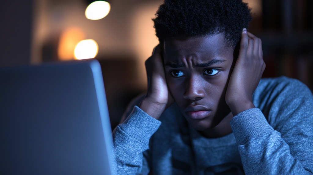 A boy encountering challenges while checking his results