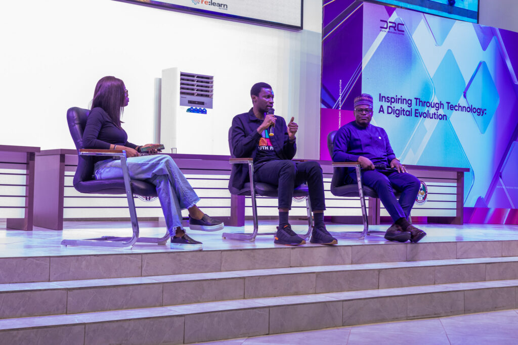 Chinyelu Akpa, Education Practice Lead, CcHUB; AyoOluwa Nihinlola, CEO of uLesson K–12; and Ahmed Alaga, Head Partnerships, the African Talent Company during the panel discussion